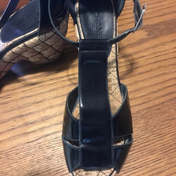 Authentic CHANEL Quilted Cork Mary Jane Wedges - Picture 7 of 8